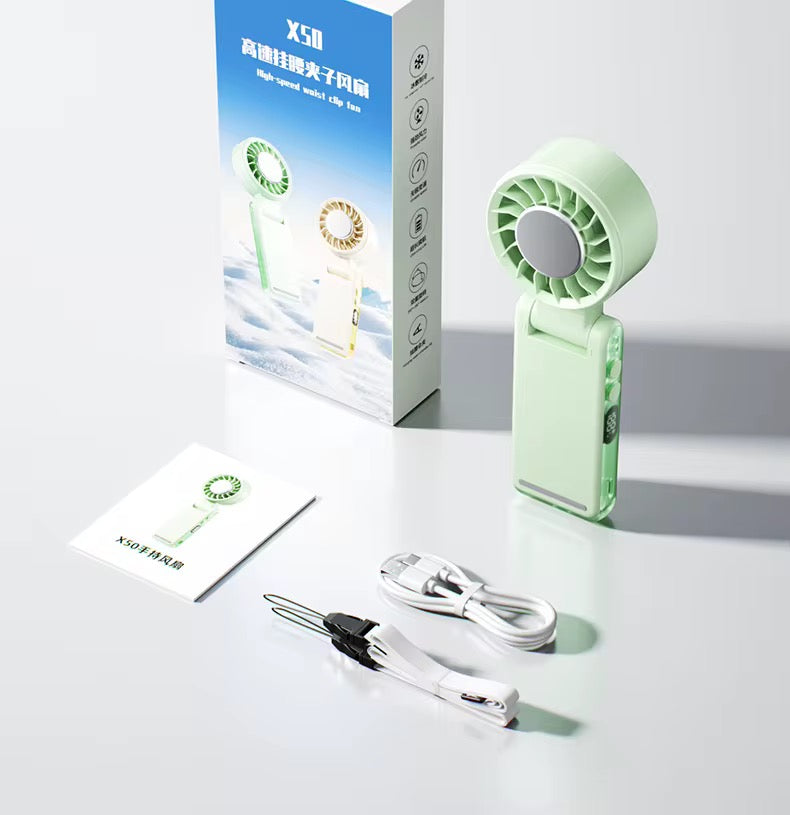 Portable Rechargeable Ice Cooling Clip Fan with LED Battery Display 360° Adjustable