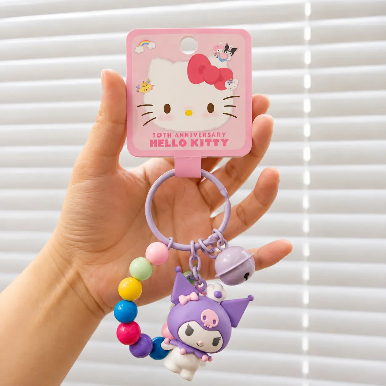Cute Character Beaded Keychain with Bell & Charm