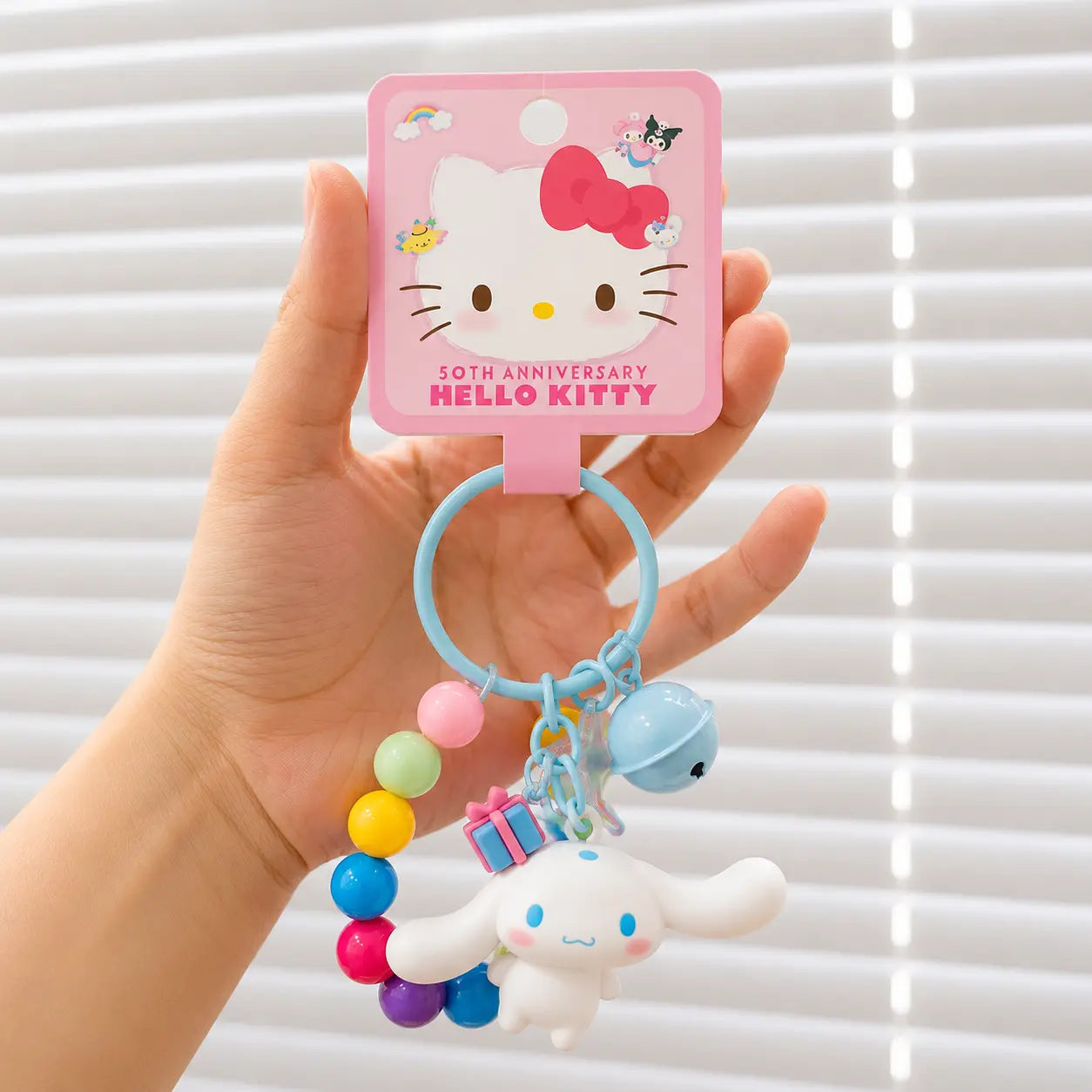Cute Character Beaded Keychain with Bell & Charm