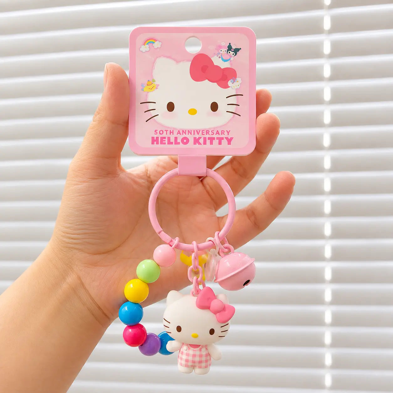 Cute Character Beaded Keychain with Bell & Charm