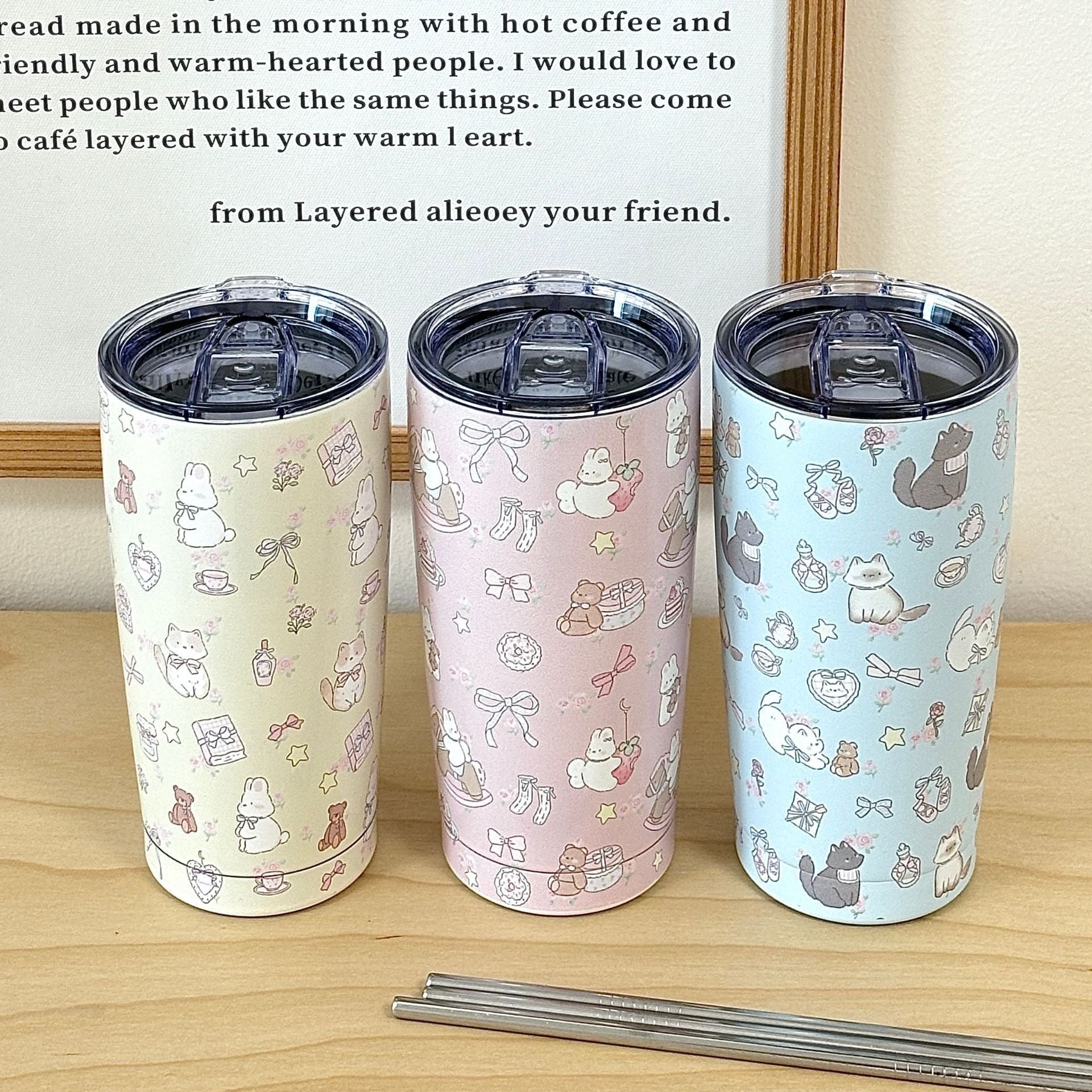 550ML Kawaii Cute All Print Stainless Steel Vacuum Mug