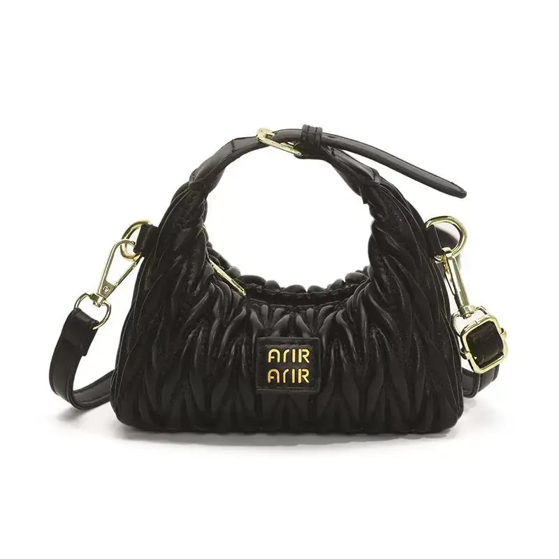 Mini Matelasse Ruched Crossbody Shoulder Bag for Kids & Girls Cute Designer Style Handbag
