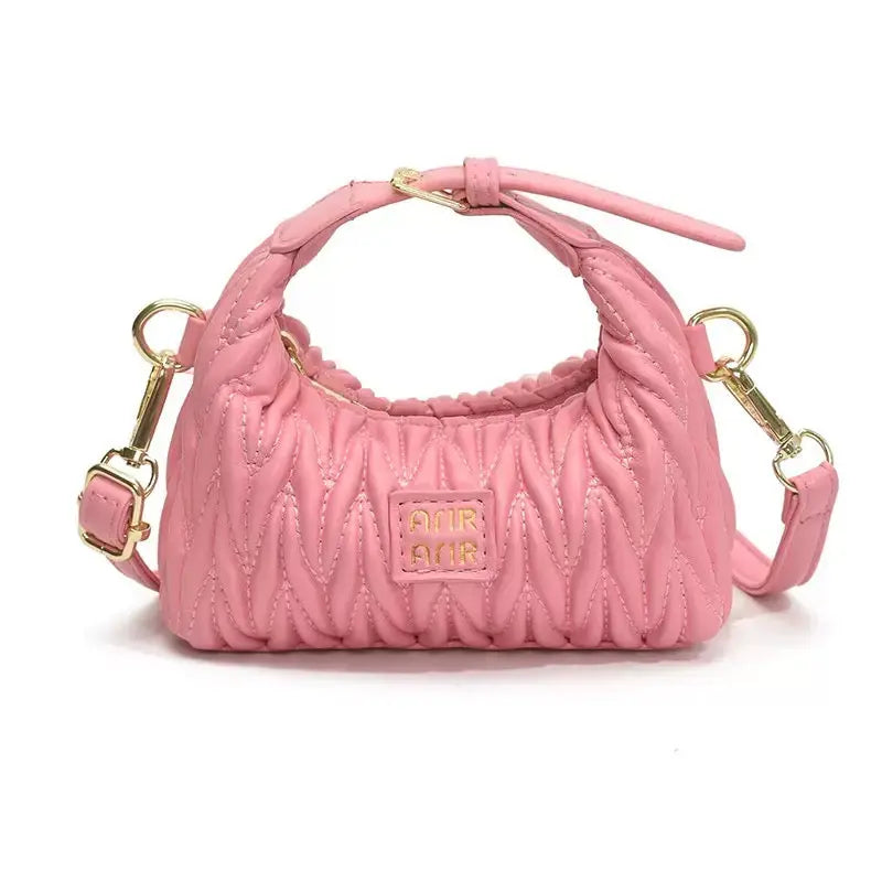 Mini Matelasse Ruched Crossbody Shoulder Bag for Kids & Girls Cute Designer Style Handbag