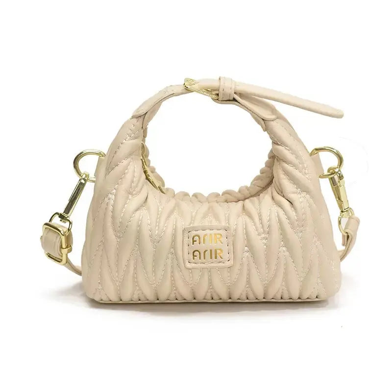 Mini Matelasse Ruched Crossbody Shoulder Bag for Kids & Girls Cute Designer Style Handbag