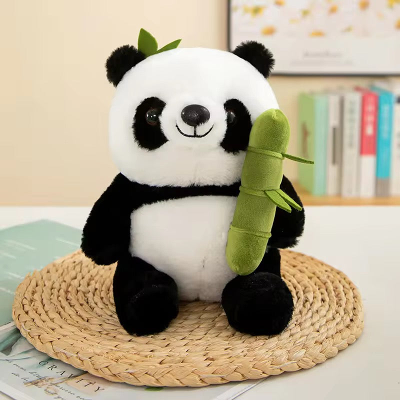 25CM Holding Bamboo Tube Panda Plush Stuffed Toy