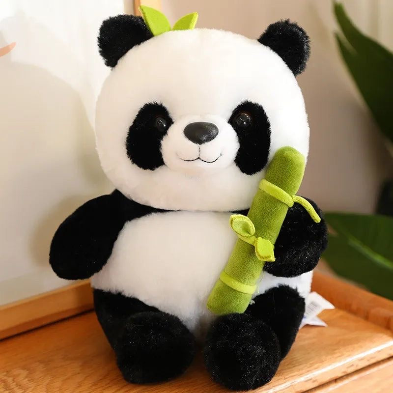 25CM Holding Bamboo Tube Panda Plush Stuffed Toy