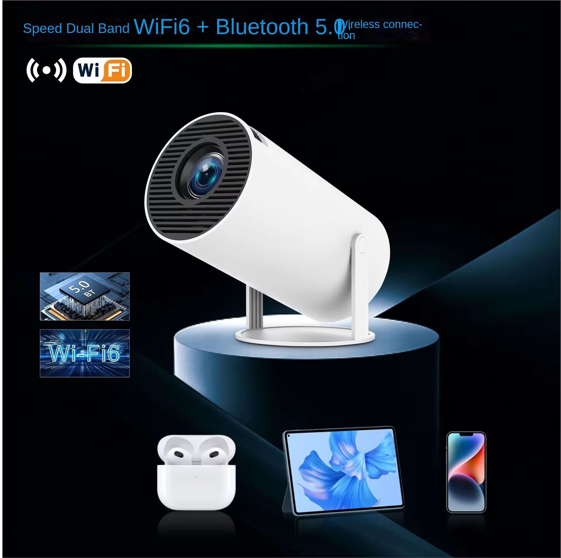 Smart HD Barrel Projector for Home & Outdoor