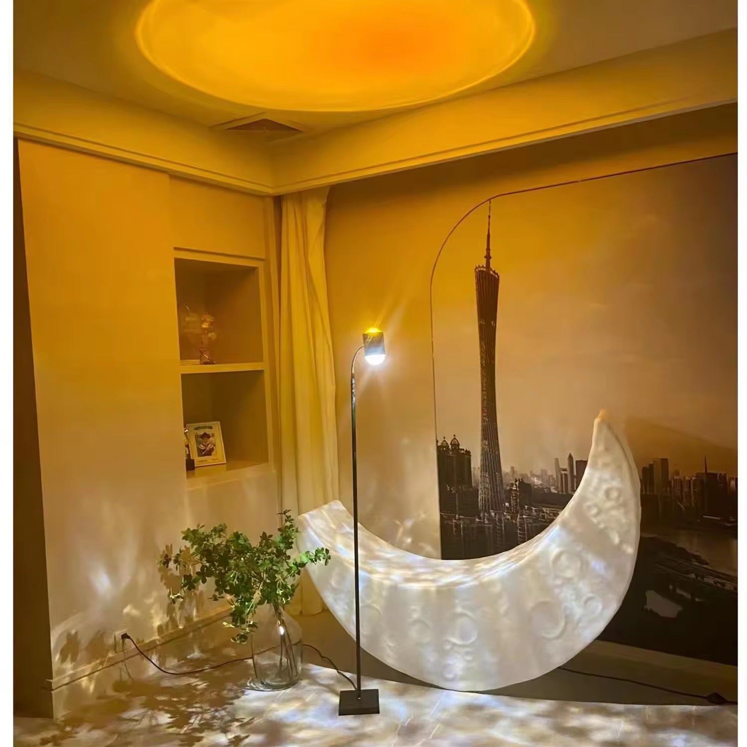 Sunset & Water Waves Pattern Foldable Floor Lamp