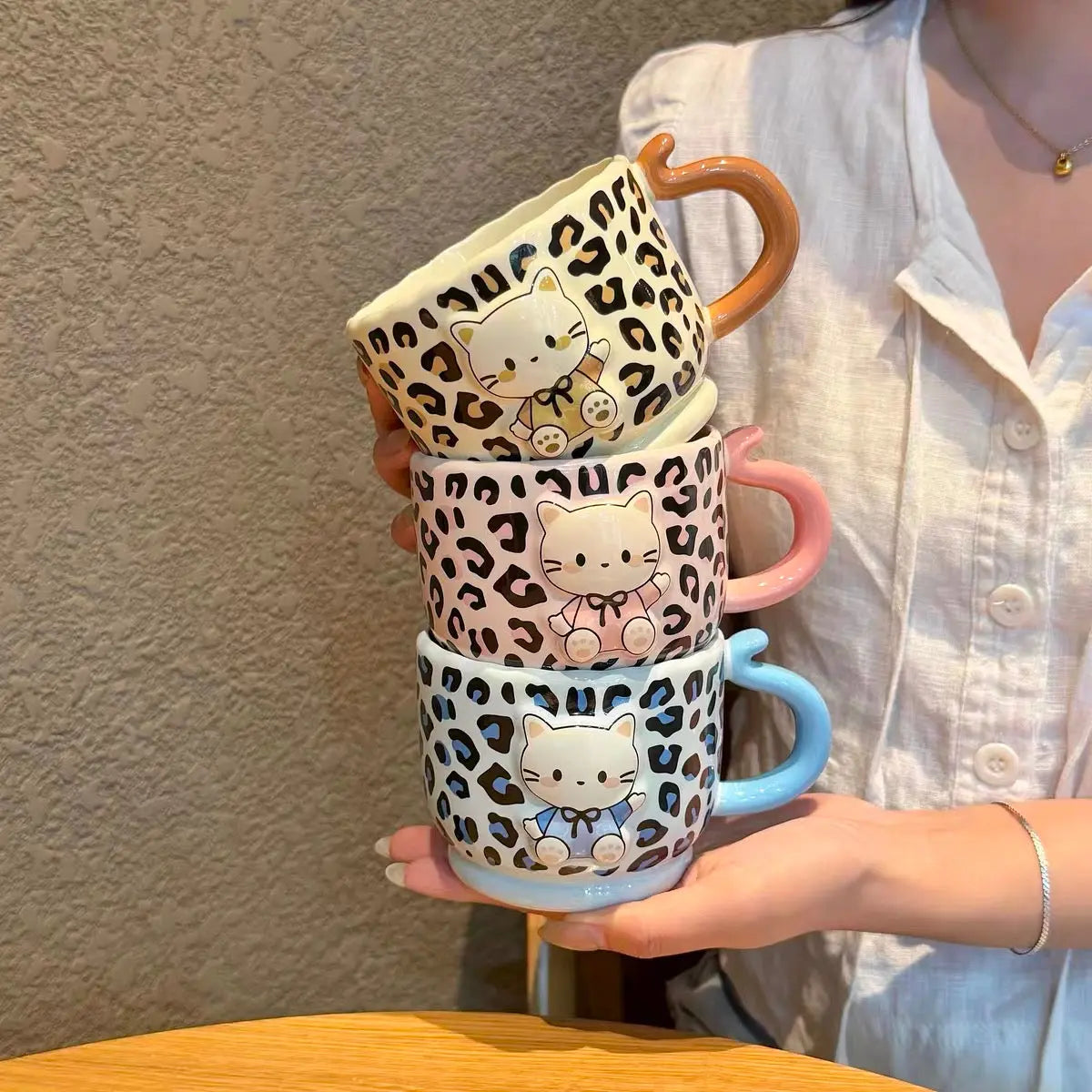 Cute Leopard Cat Ceramic Mug