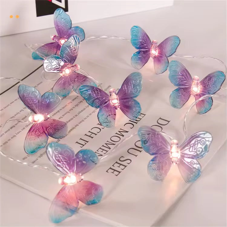10pcs Blue & Purple Gradient Led Butterfly Fairy Light