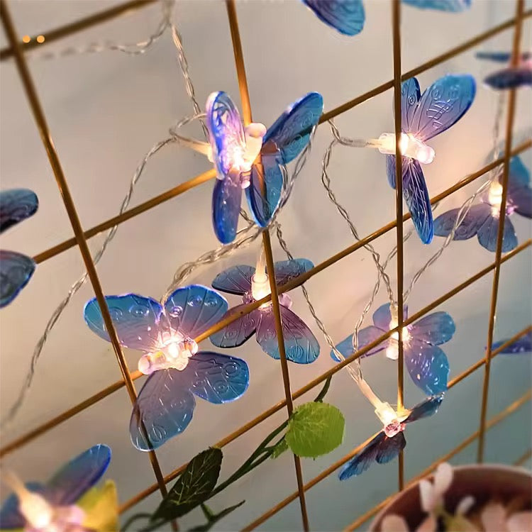 10pcs Blue & Purple Gradient Led Butterfly Fairy Light