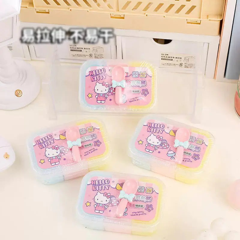 Cute Pastel Ice Cream Slime Set Soft Stretchy 3 Color Gel Slime with Spoon Sparkels  Sparkels