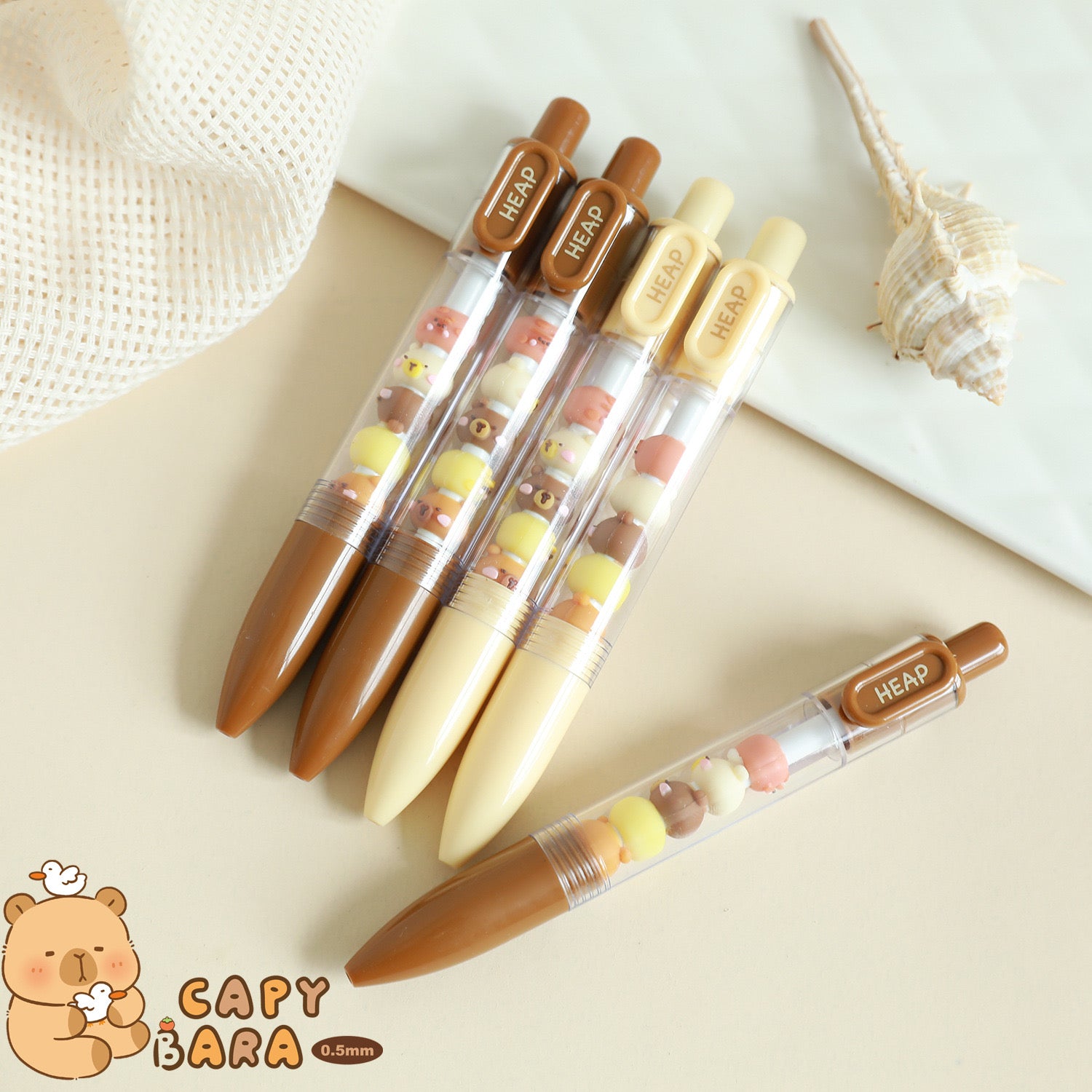 1PC Creative Interesting Capybara Gel Pen Kawaii Aesthetic Cute Beads Pen