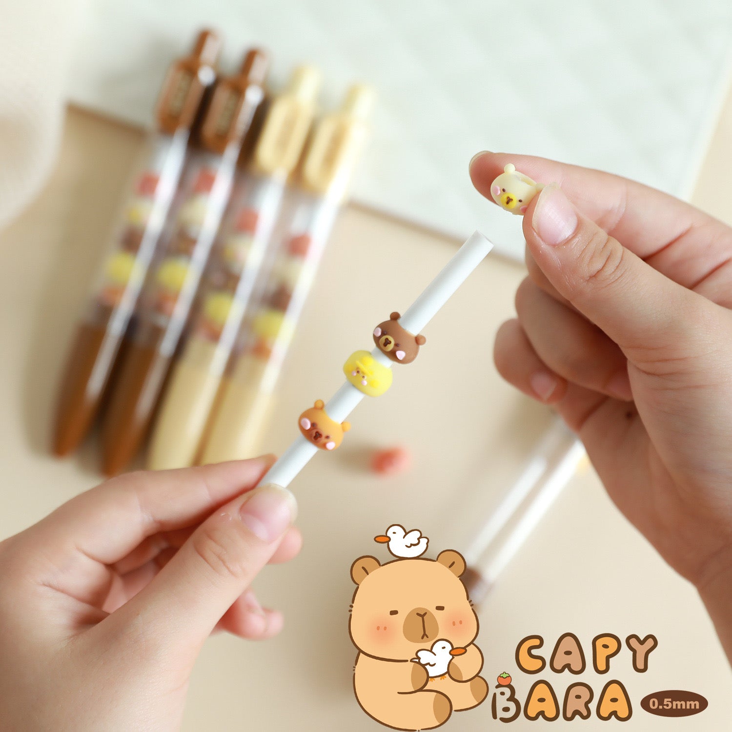 1PC Creative Interesting Capybara Gel Pen Kawaii Aesthetic Cute Beads Pen