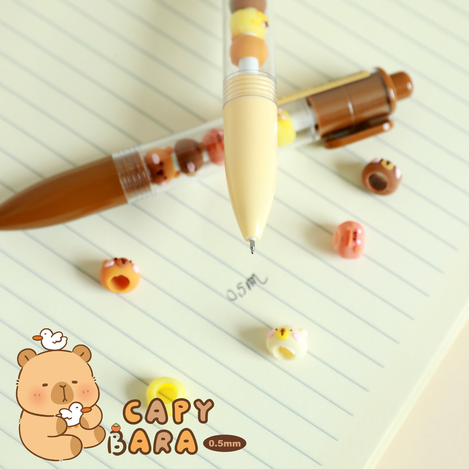 1PC Creative Interesting Capybara Gel Pen Kawaii Aesthetic Cute Beads Pen