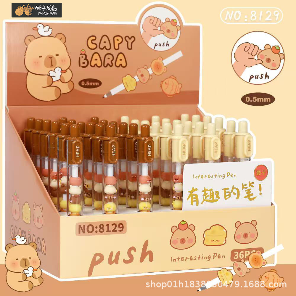 1PC Creative Interesting Capybara Gel Pen Kawaii Aesthetic Cute Beads Pen