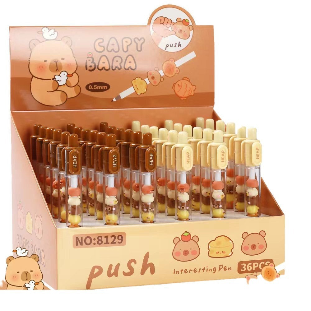 1PC Creative Interesting Capybara Gel Pen Kawaii Aesthetic Cute Beads Pen