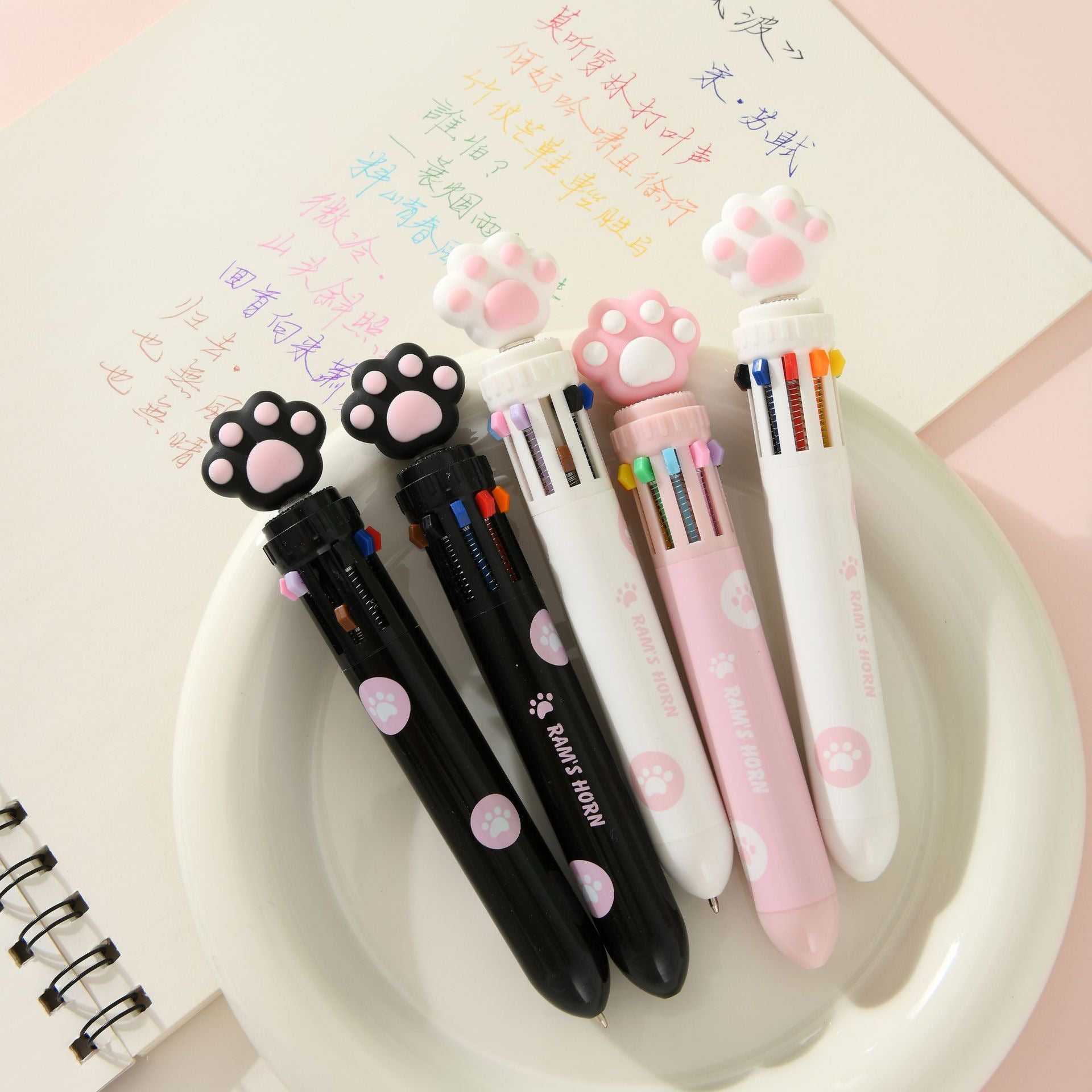 10 In 1 Creative Design Kitten Paw Ballpoint Pens