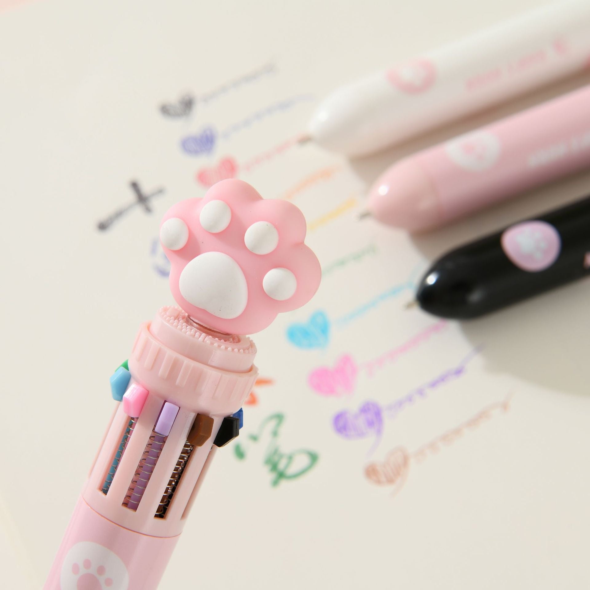 10 In 1 Creative Design Kitten Paw Ballpoint Pens