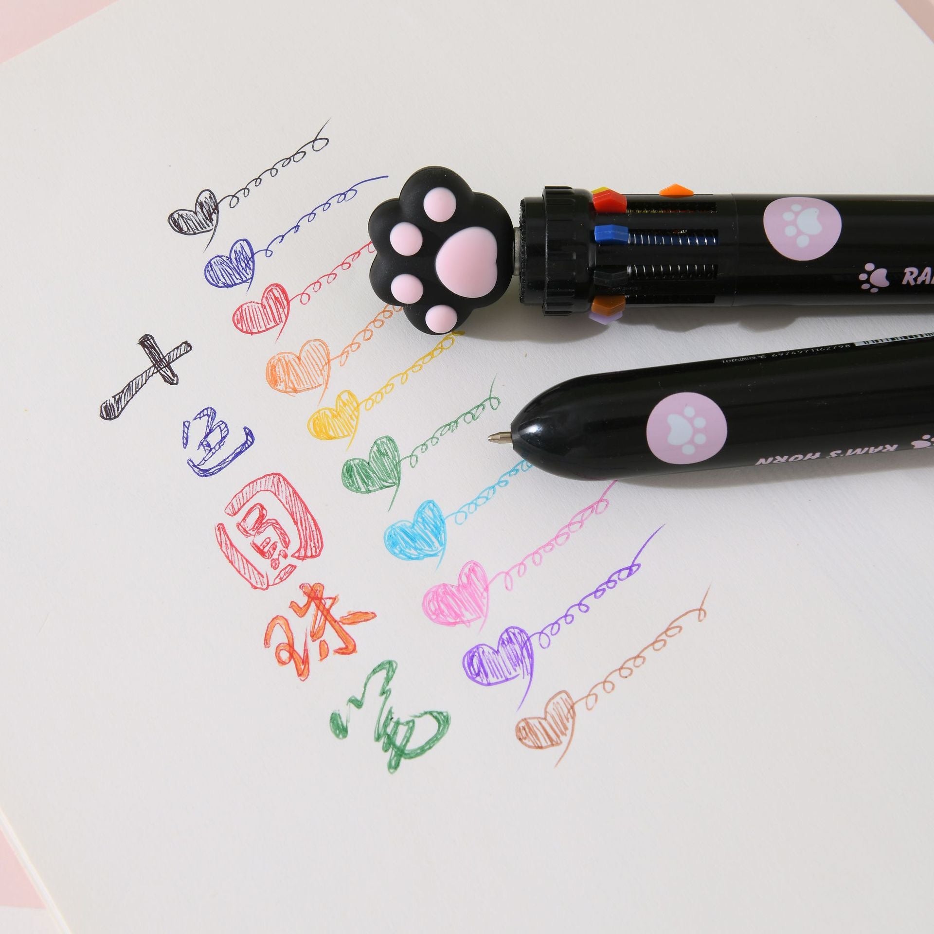 10 In 1 Creative Design Kitten Paw Ballpoint Pens