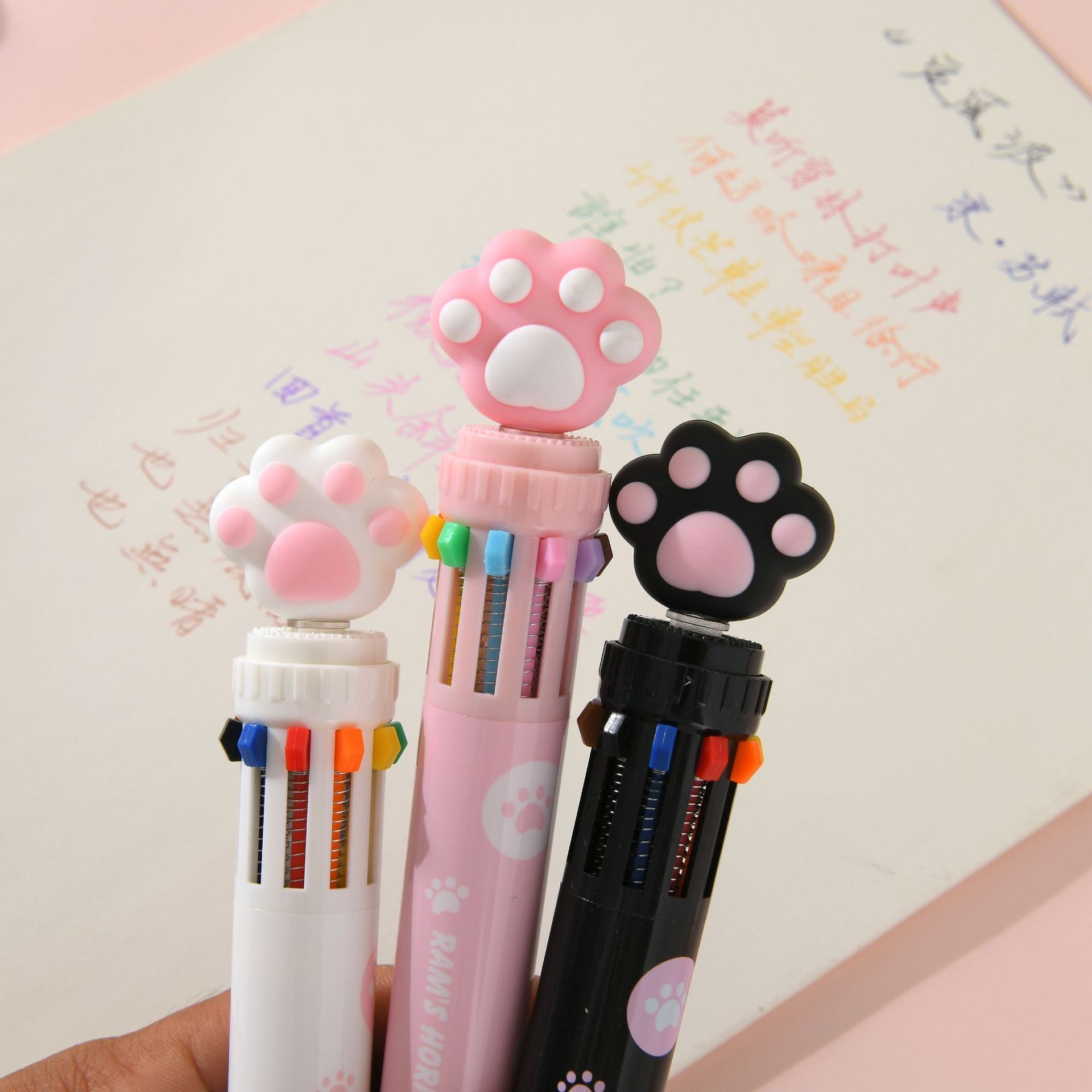 10 In 1 Creative Design Kitten Paw Ballpoint Pens