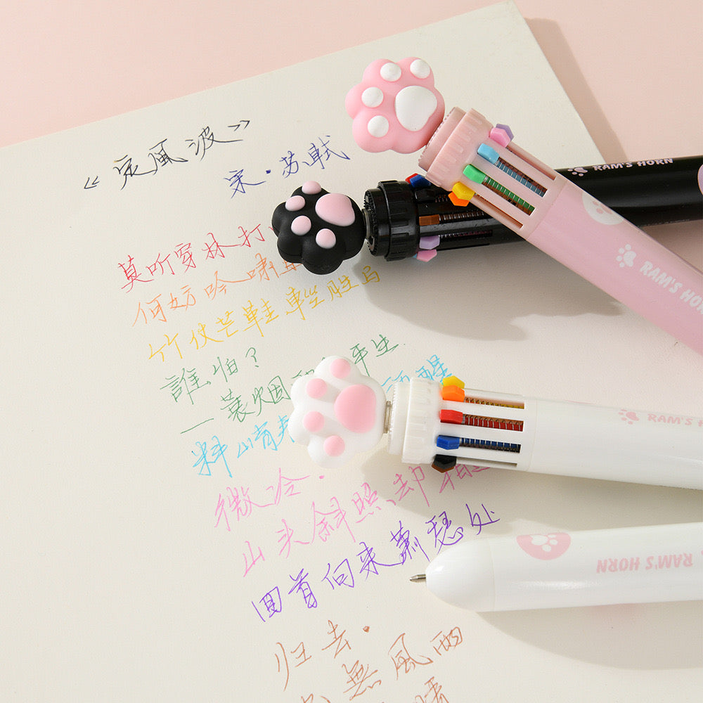 10 In 1 Creative Design Kitten Paw Ballpoint Pens