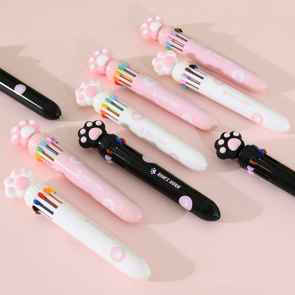 10 In 1 Creative Design Kitten Paw Ballpoint Pens