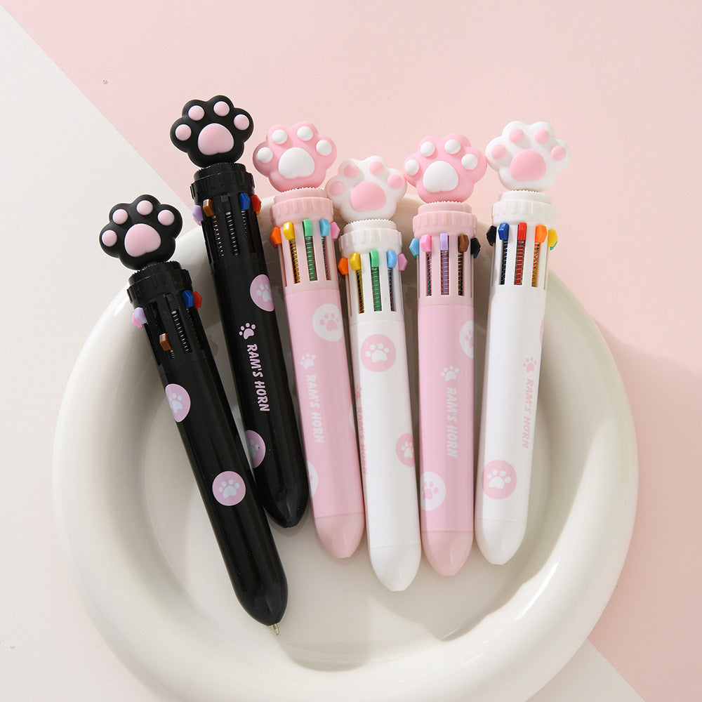 10 In 1 Creative Design Kitten Paw Ballpoint Pens