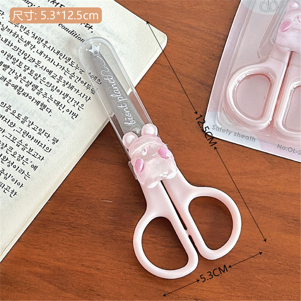 Kawaii Cute Cartoon Mini Scissors With Transparent Cover