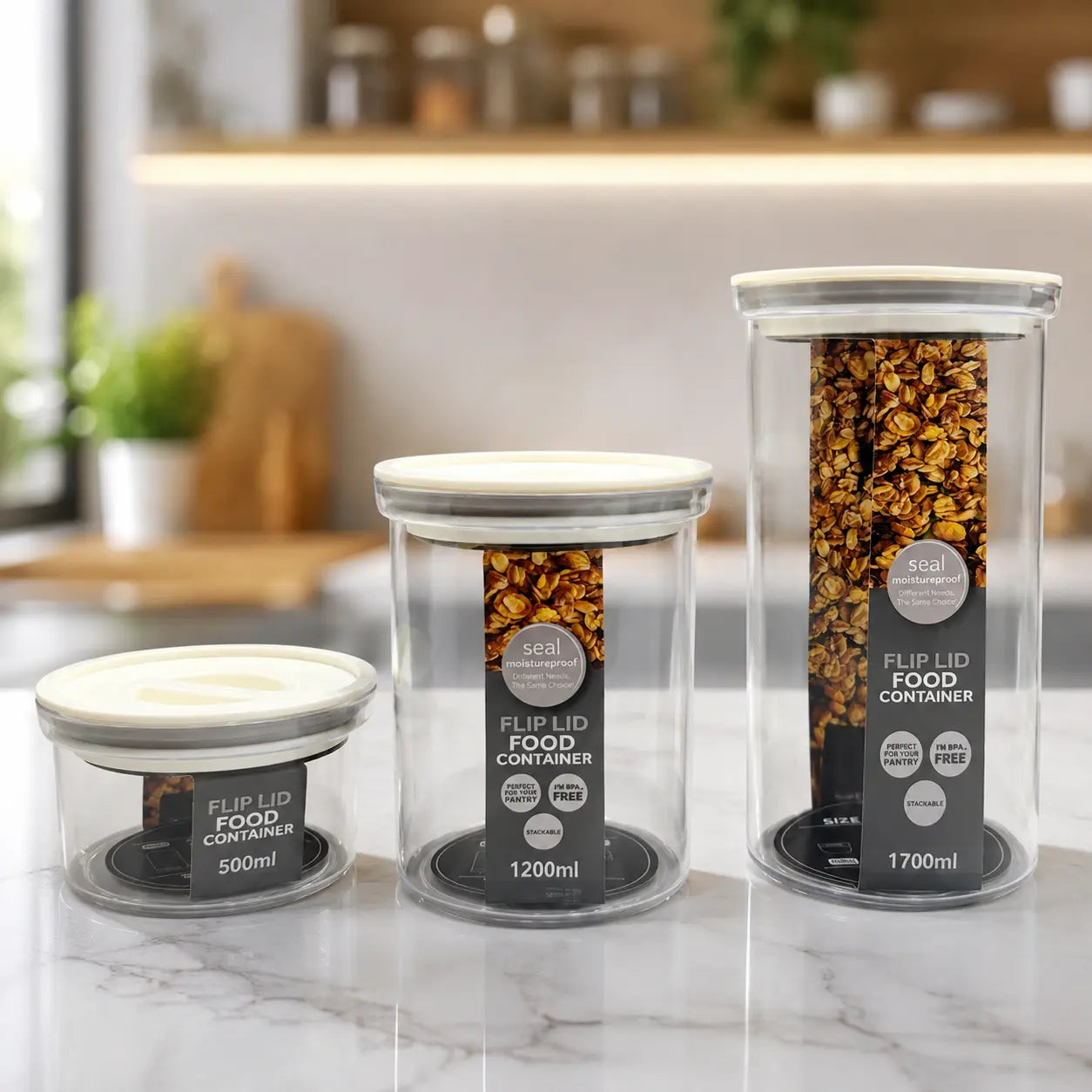 3-Piece Airtight Flip Lid Food Storage Container Set