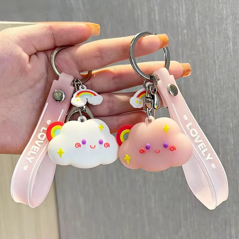 Kawaii Smiley Face Cloud Keychain