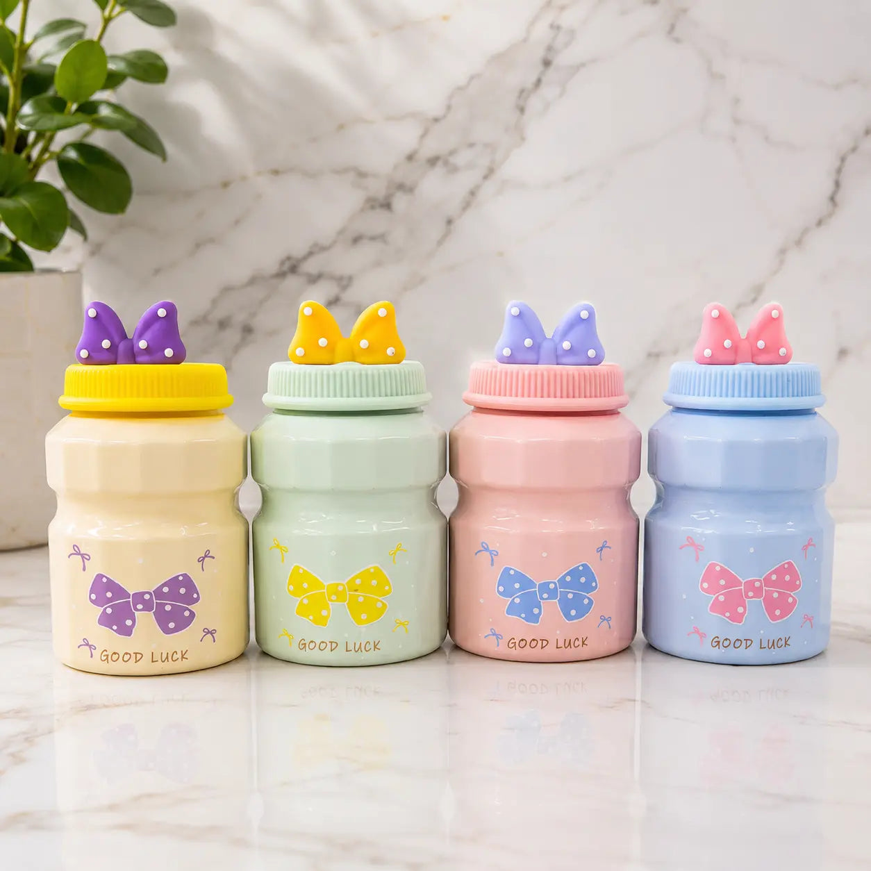 Cute Bow Ceramic Storage Jar with 3D Bow Lid