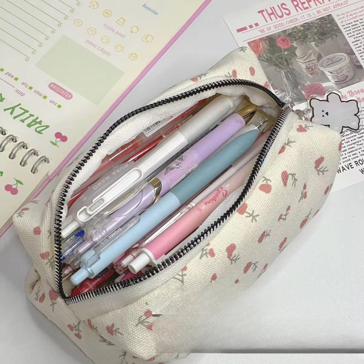 Kawaii Floral Pencil Case