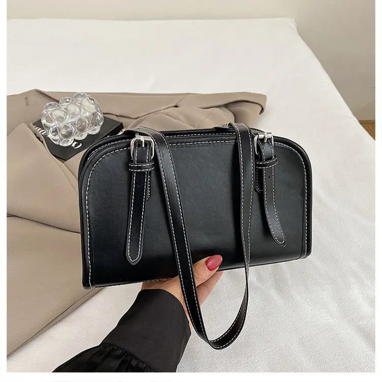 Minimalist Rectangular Shoulder Bag for Women Elegant PU Leather Crossbody Handbag Sparkels  Sparkels