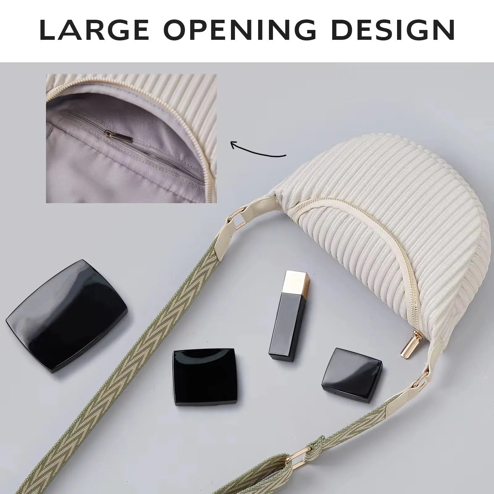 Women’s Pleated Crescent Crossbody Shoulder Bag Lightweight Fashion Sling Bag with Adjustable Strap Sparkels  Sparkels