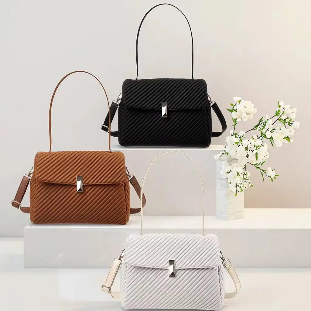 Women’s Elegant Pleated Shoulder & Crossbody Handbag Lightweight Fashion Tote Purse Sparkels  Sparkels