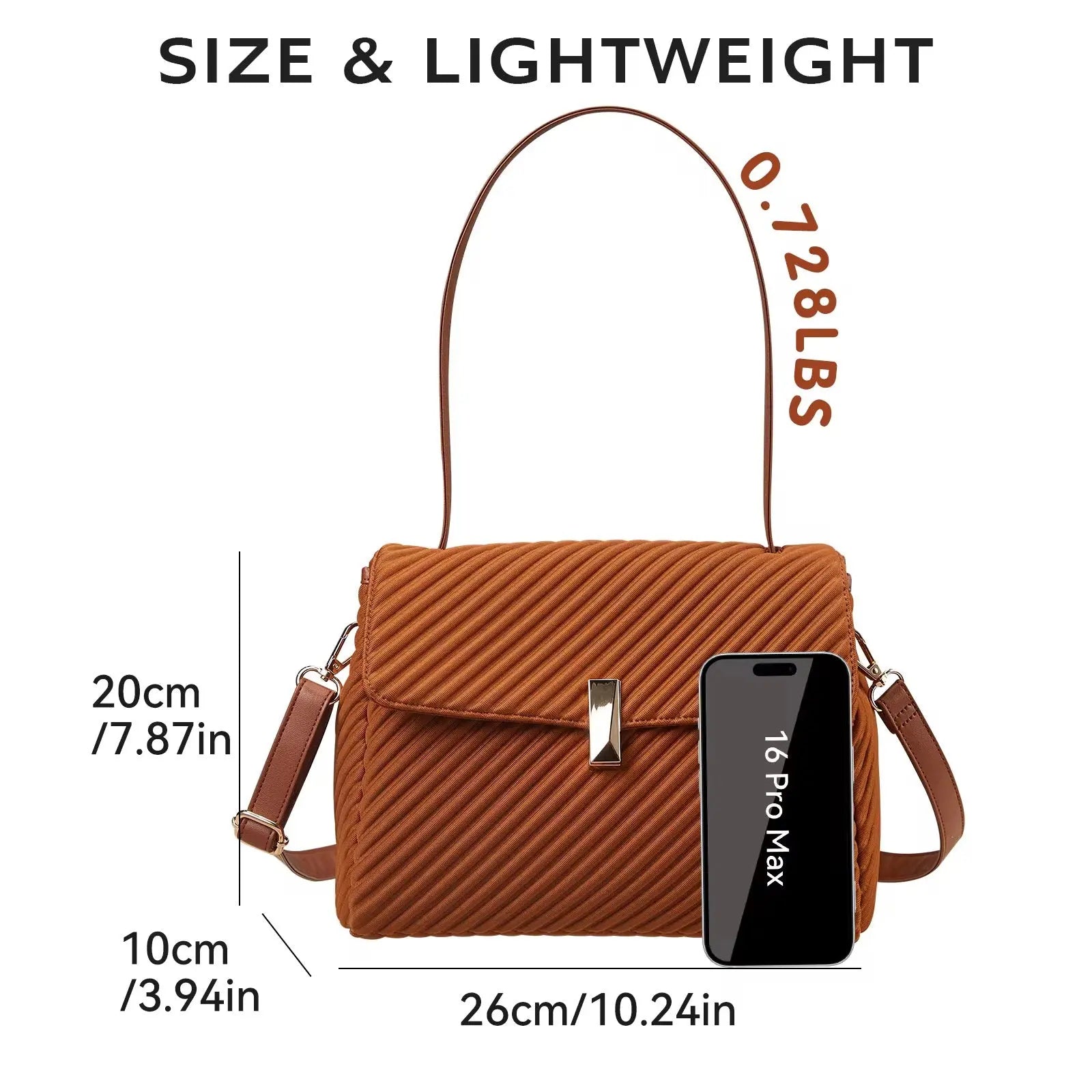 Women’s Elegant Pleated Shoulder & Crossbody Handbag Lightweight Fashion Tote Purse Sparkels  Sparkels