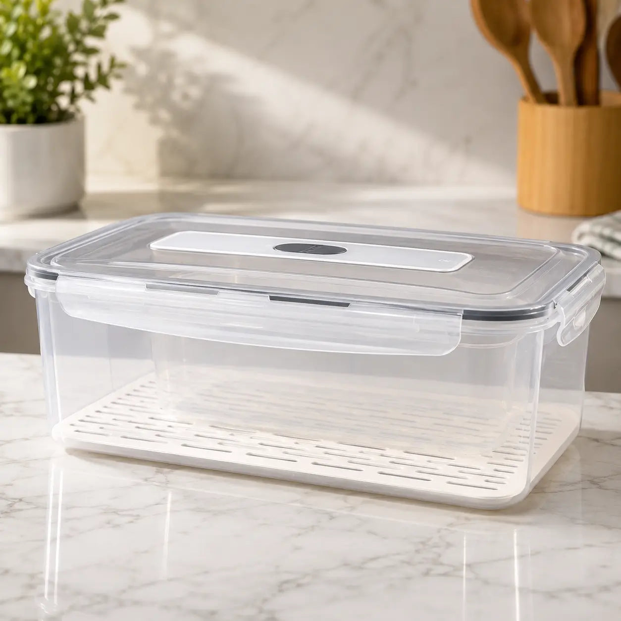 5-Piece Stackable Fresh Food Storage Box Set with Drain Trays