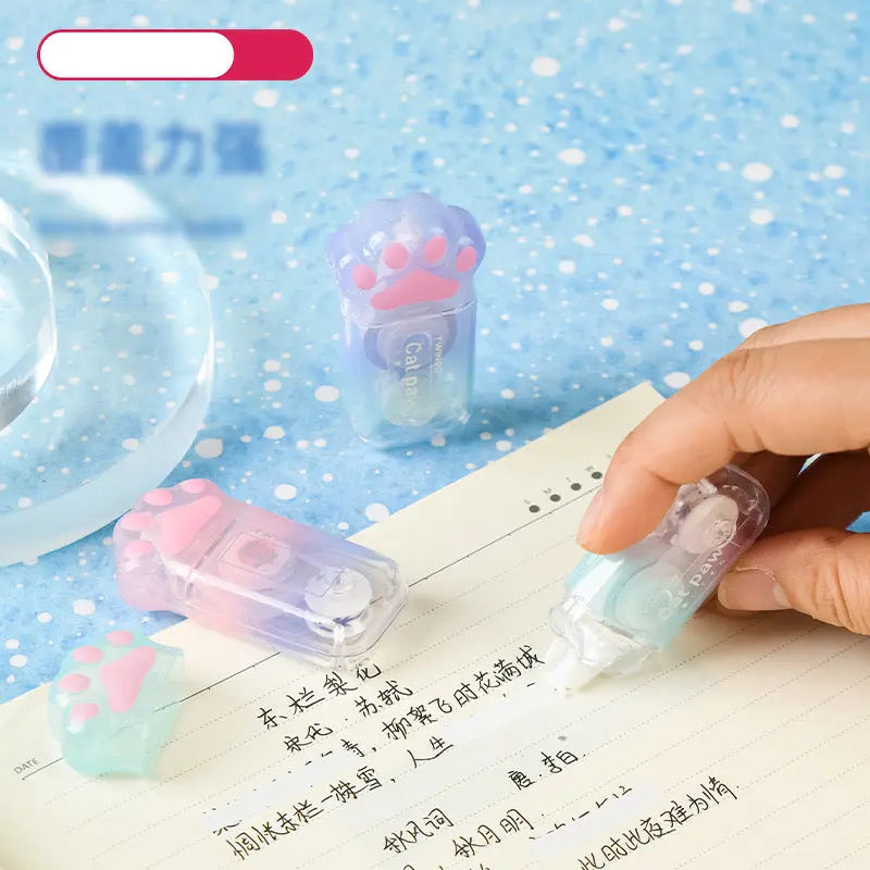 Mini Cat Paw Correction Tape Cute Pastel 5m Eraser Tape for School & Journaling Sparkels  Sparkels