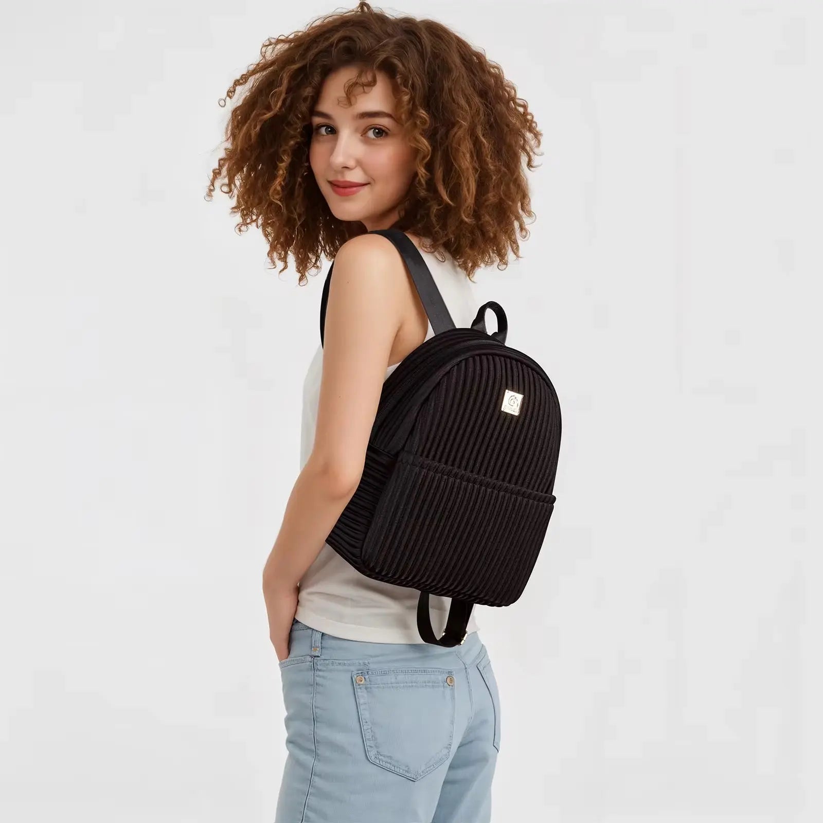 Premium Pleated Velvet Mini Backpack Lightweight Fashion Travel & Casual Daypack for Women Sparkels  Sparkels