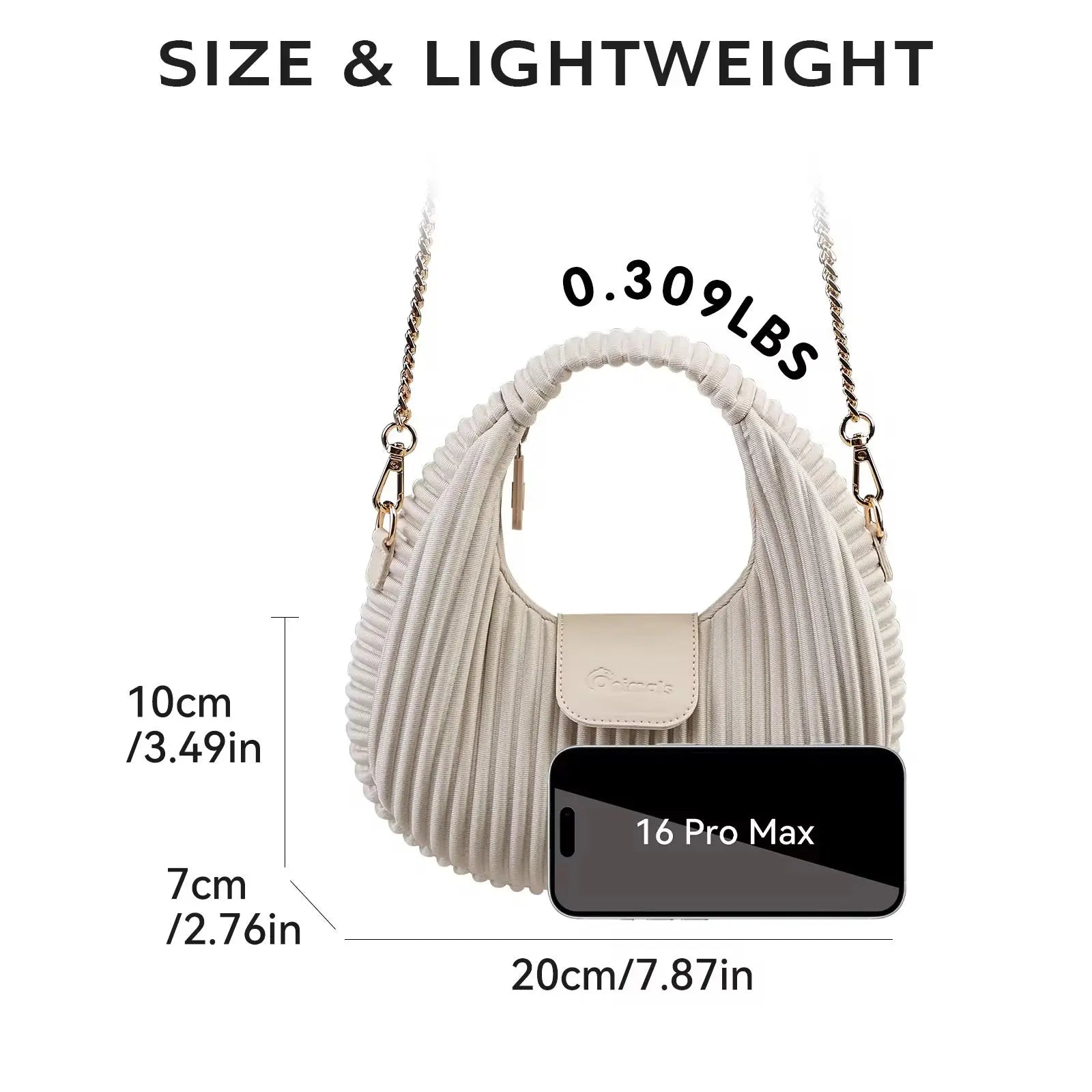 Vintage Pleated Shoulder Bag for Women Lightweight Mini Crossbody Handbag with Chain Strap Sparkels  Sparkels