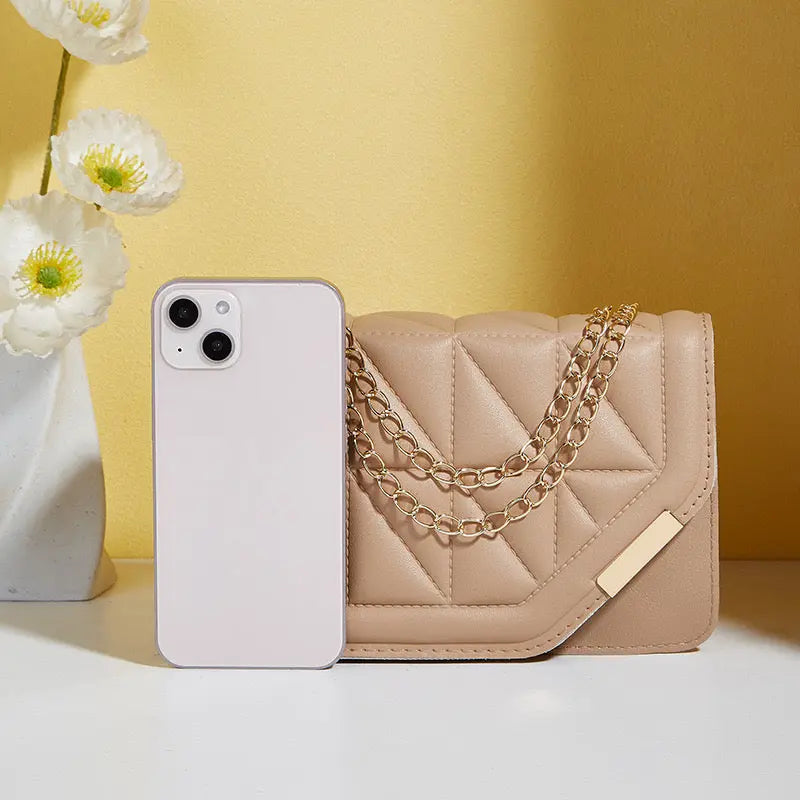 Luxury Quilted Chain Crossbody Shoulder Bag for Women Elegant PU Leather Handbag & Evening Purse Sparkels  Sparkels