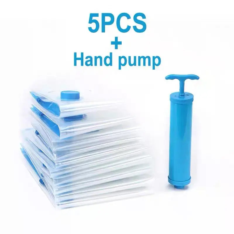 5-Piece Vacuum Storage Bags Set with Hand Pump
