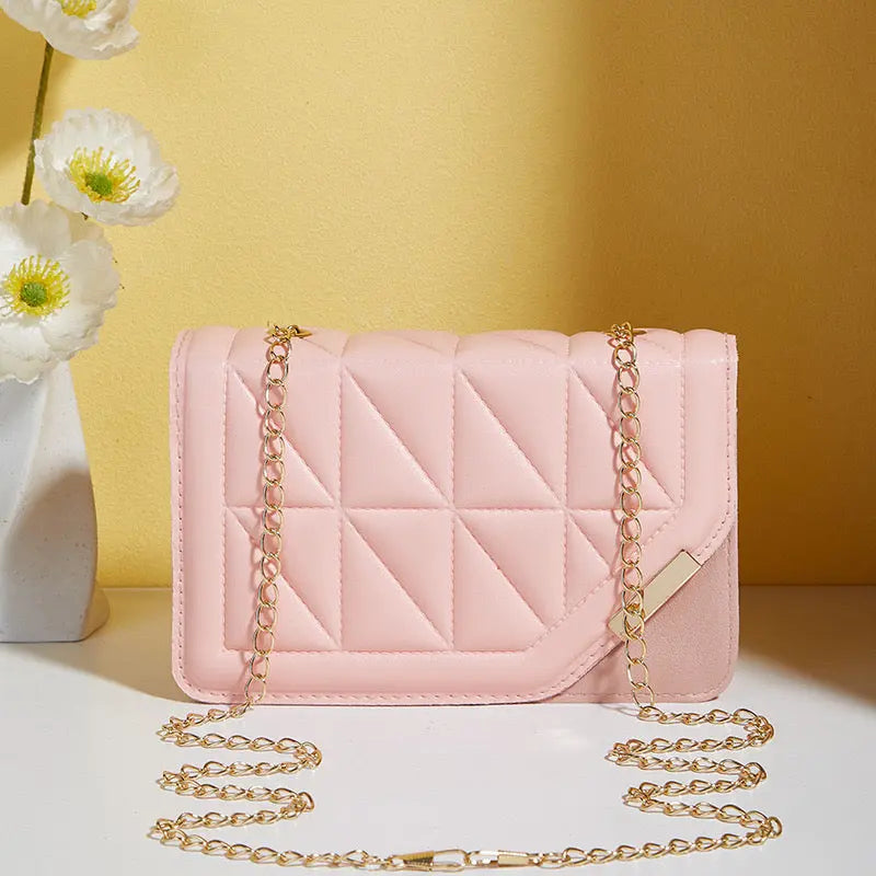 Luxury Quilted Chain Crossbody Shoulder Bag for Women Elegant PU Leather Handbag & Evening Purse Sparkels  Sparkels