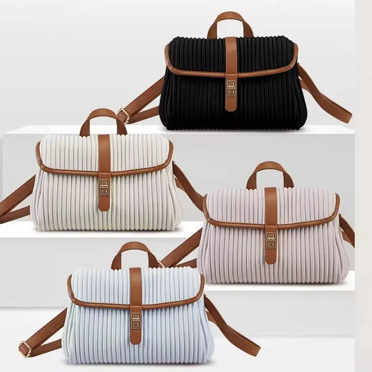 Women’s Pleated Shoulder Backpack Lightweight Fashion Crossbody Handbag with Adjustable Strap Sparkels  Sparkels