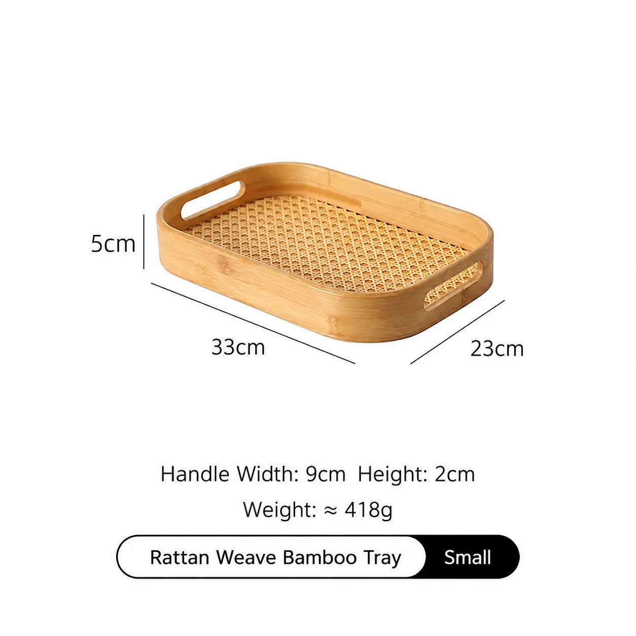 3-Piece Bamboo Rattan Serving Tray Set with Handles