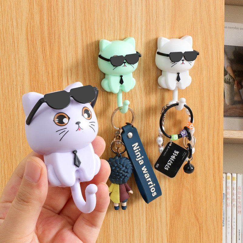 Self Adhesive Glasses Kitty Key Hanging Hook