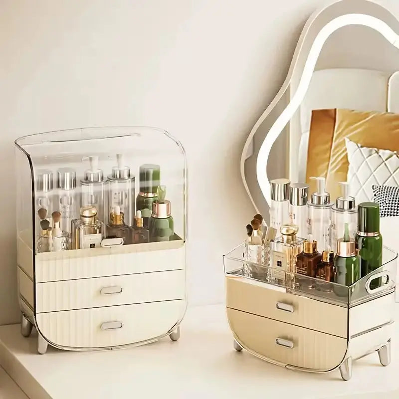 Luxury Dustproof Makeup & Skincare Organizer with 2 Drawers