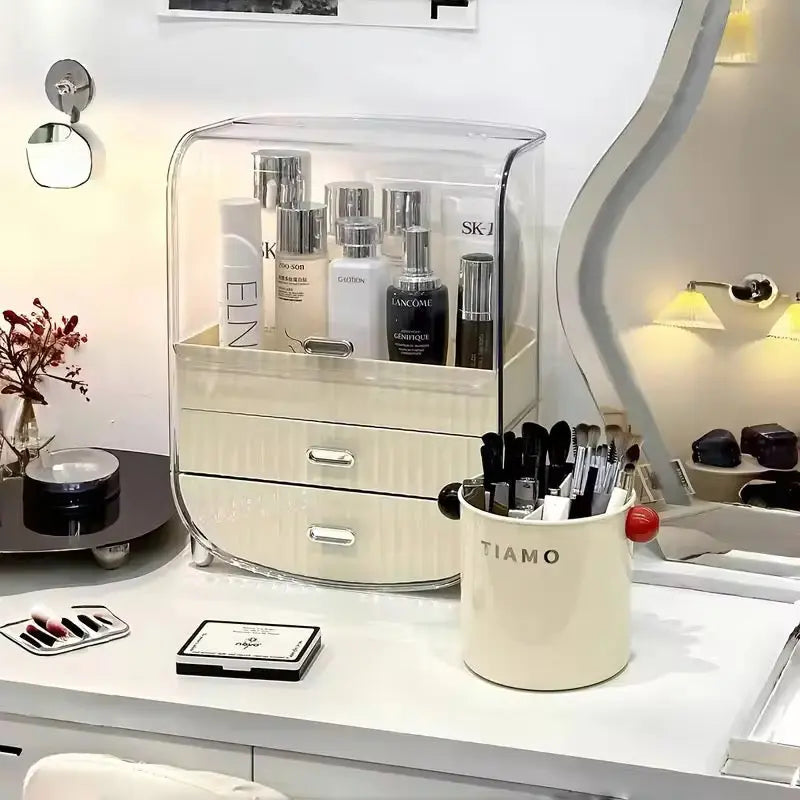 Luxury Dustproof Makeup & Skincare Organizer with 2 Drawers