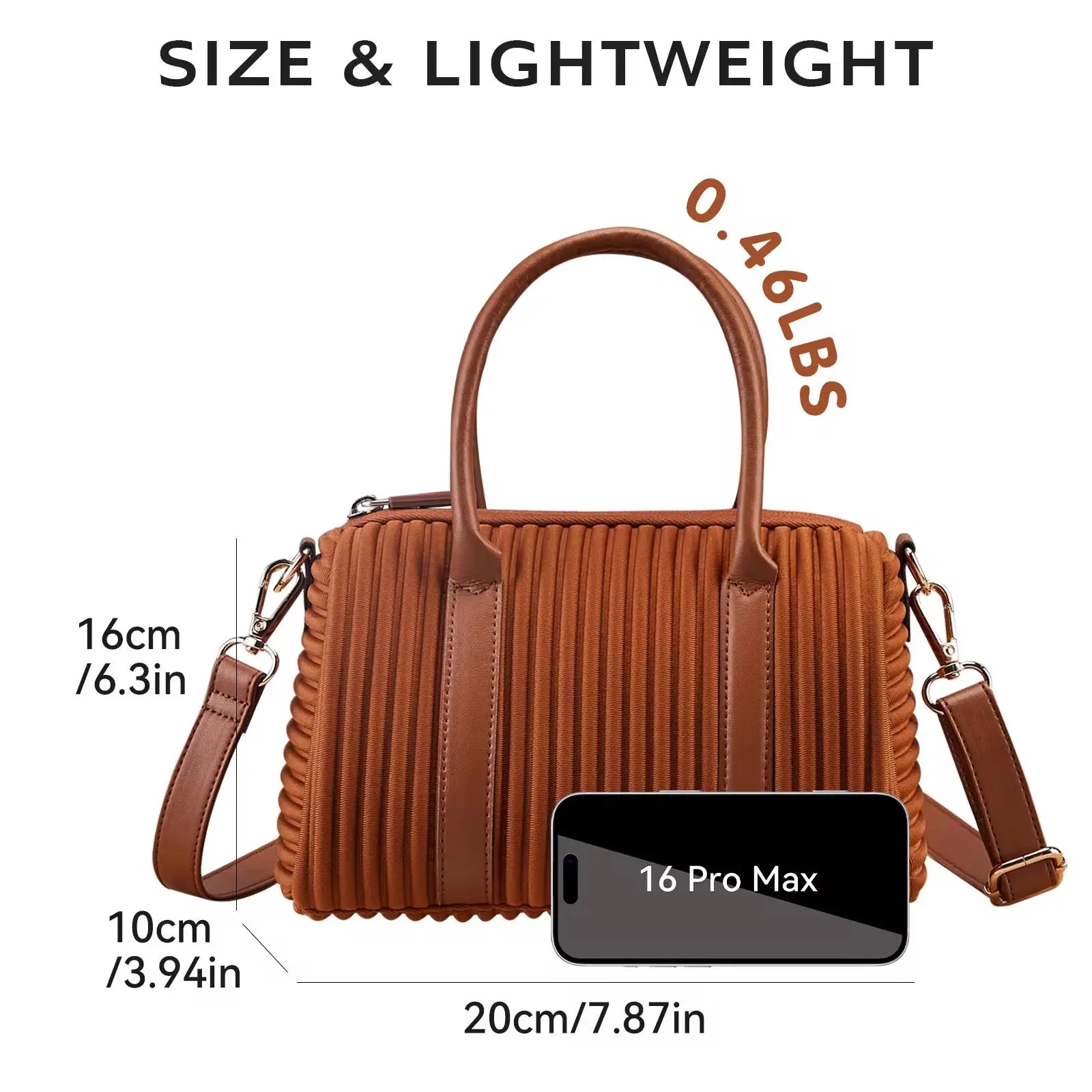 Women’s Pleated Mini Handbag Lightweight Crossbody Shoulder Bag with Top Handle Casual Chic Daily Purse Sparkels  Sparkels